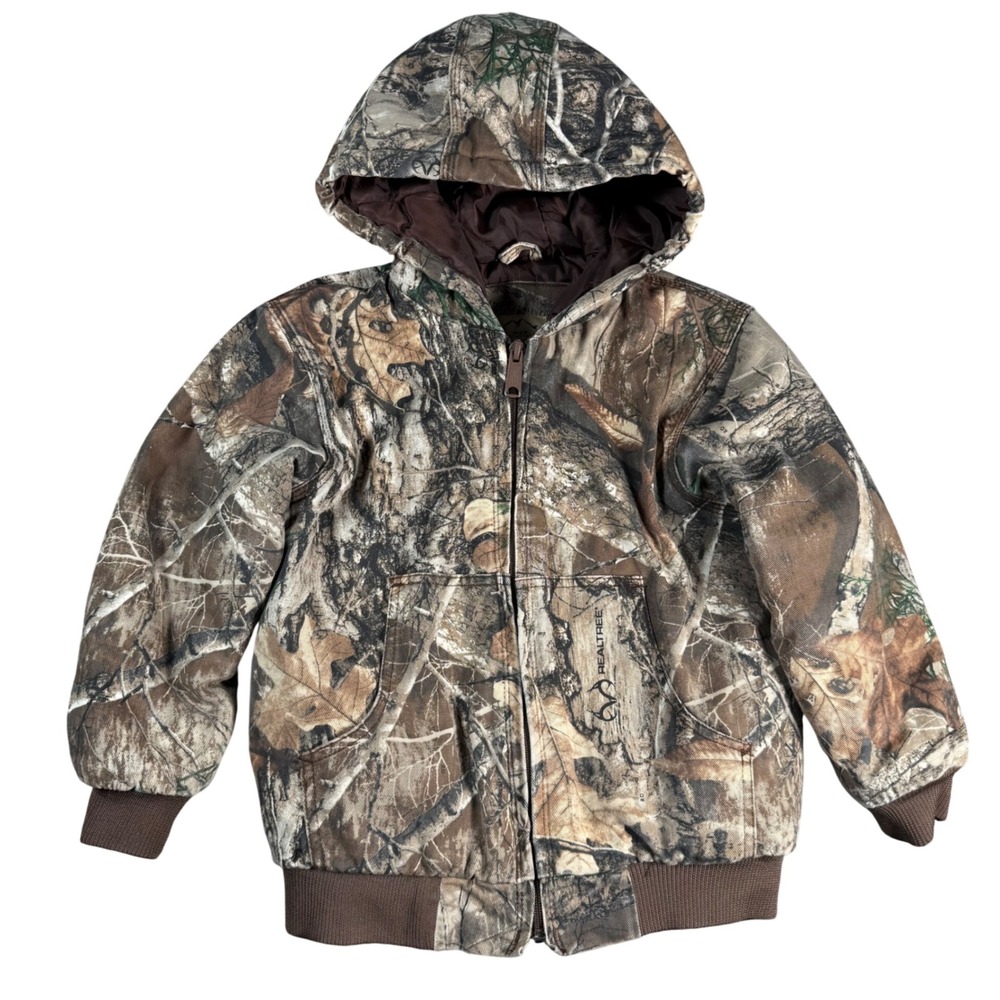 Blue Mountain Realtree Edge Hooded Jacket Kids Size S Brown Camo Canvas Coat
